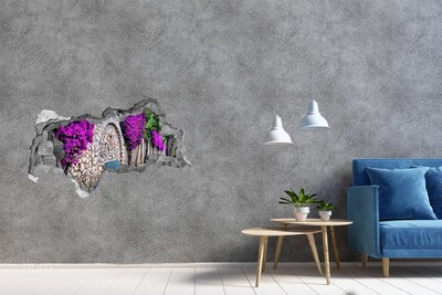 Hole in the wall decal Flower alley in the stone wall