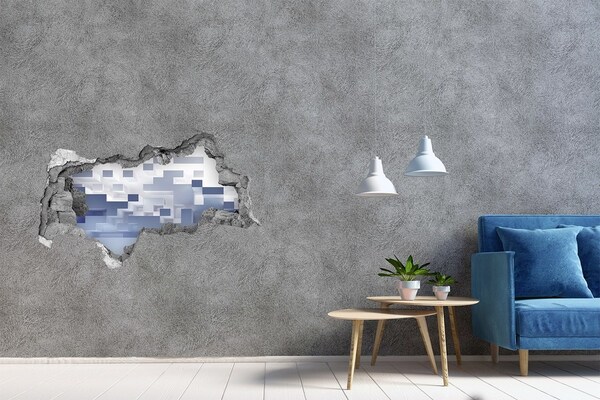 Hole in the wall sticker Abstract space in blue shades