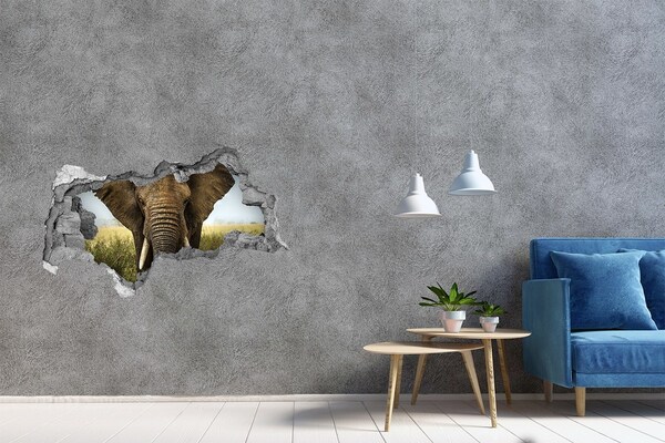 Hole wall sticker Elephants in their natural habitat
