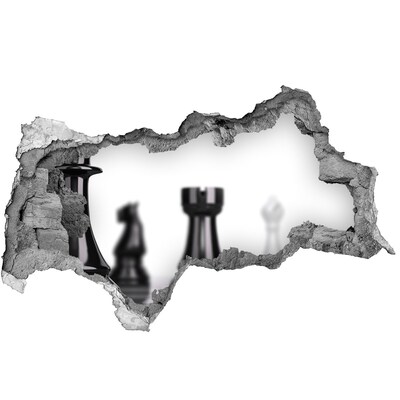 Hole wall sticker Playing chess through a hole in the wall