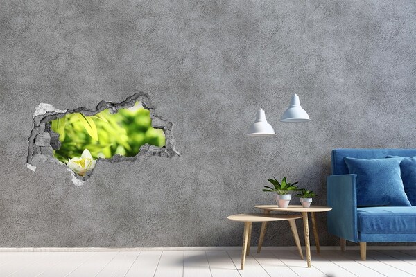 Hole wall sticker A flower in a green garden