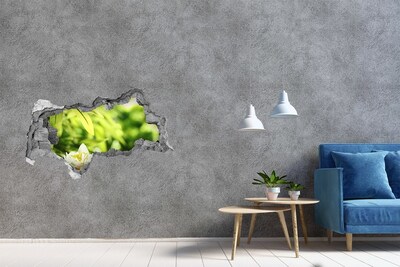 Hole wall sticker A flower in a green garden
