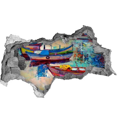 Hole in the wall decal Picturesque boats on the water