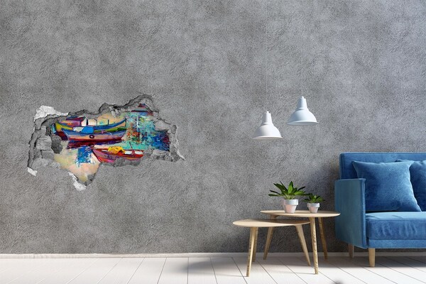 Hole in the wall decal Picturesque boats on the water