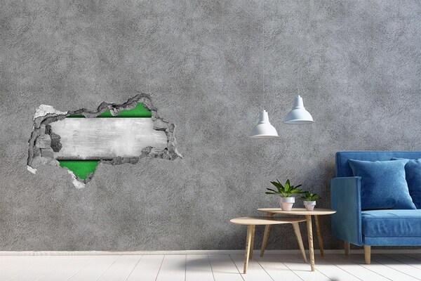 Hole in the wall sticker Green concrete wall
