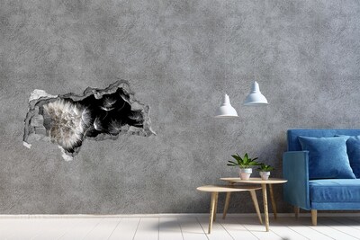 Hole in the wall sticker Dandelions in black space