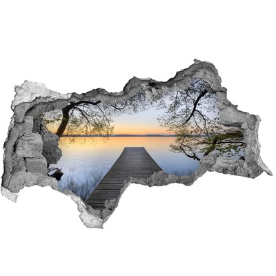 Hole wall sticker Sunset over the lake