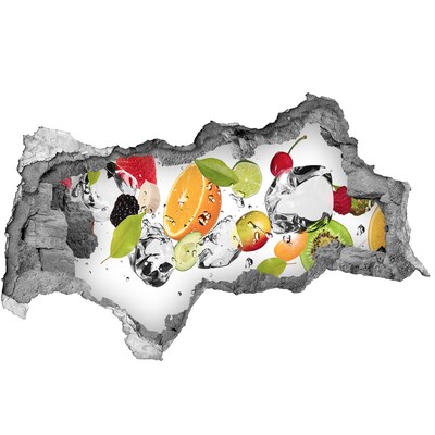 Hole wall sticker Fruit cocktail in a waterfall