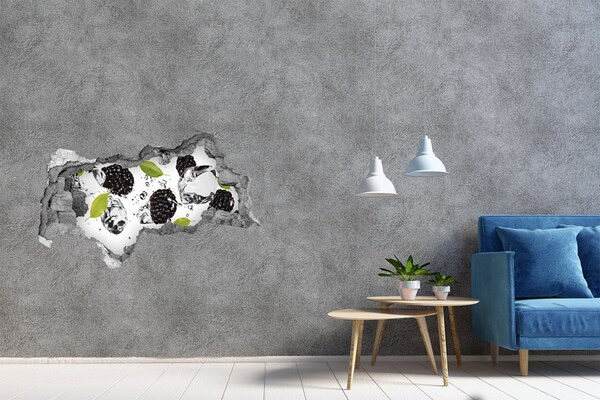 Hole wall sticker Fruit explosion in concrete