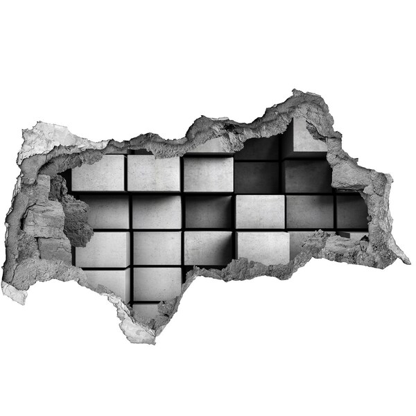 Hole wall sticker Broken wall with concrete blocks