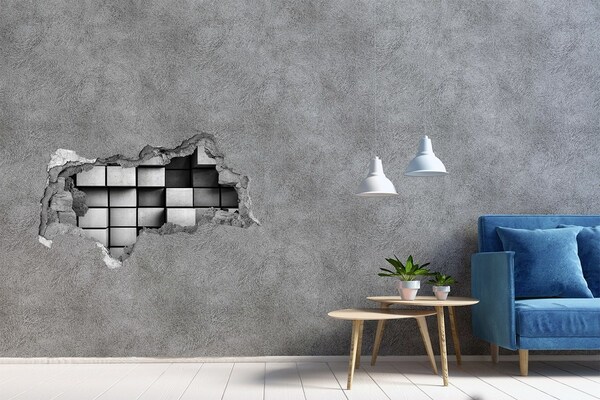 Hole wall sticker Broken wall with concrete blocks