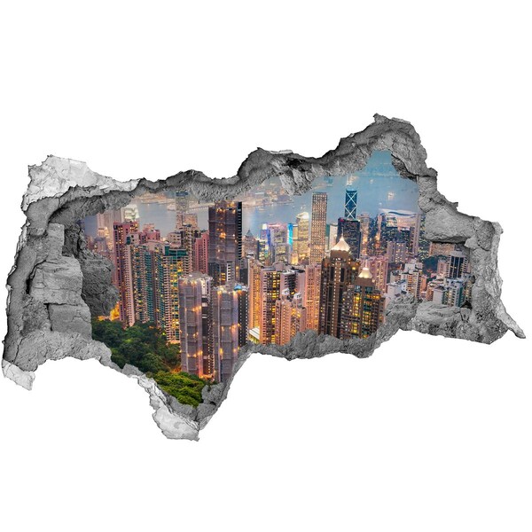 Hole wall sticker View of Hong Kong at night