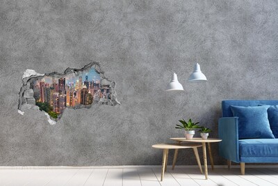 Hole wall sticker View of Hong Kong at night