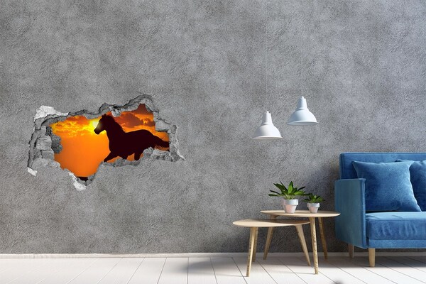 Hole in the wall decal Horse at sunset
