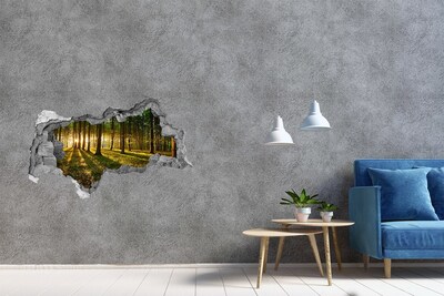 Hole in the wall sticker Golden forest in the morning