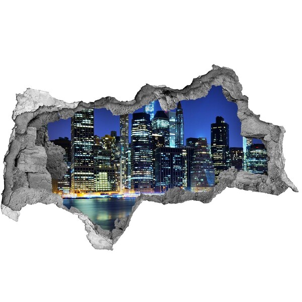Hole in the wall decal New York skyline at night