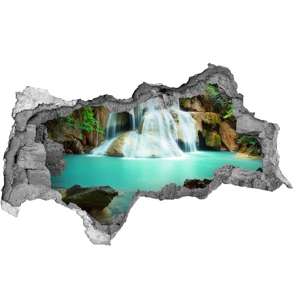 Hole wall sticker A waterfall in a tropical paradise