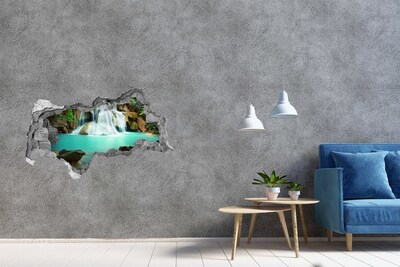 Hole wall sticker A waterfall in a tropical paradise