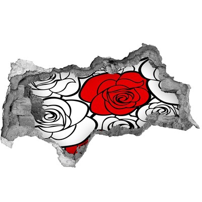 Hole in the wall sticker Red roses in a hole in the wall