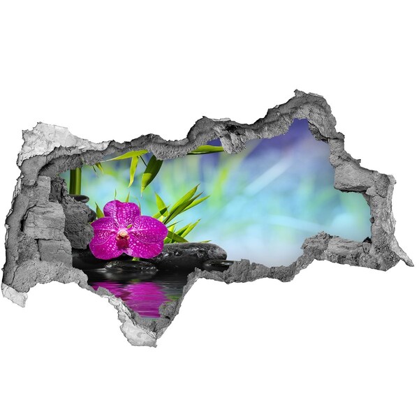 Hole wall sticker An oasis of peace with an orchid