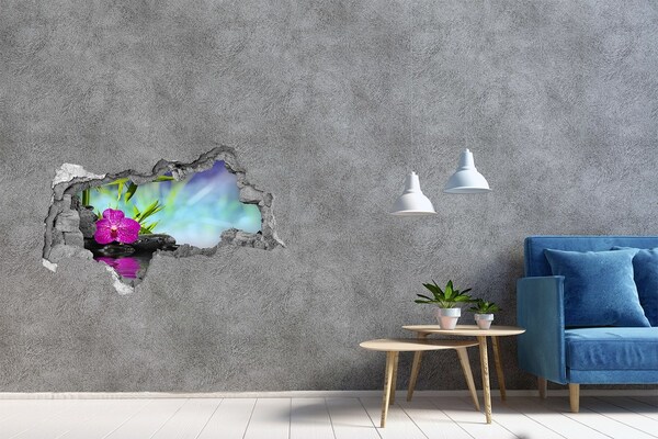 Hole wall sticker An oasis of peace with an orchid