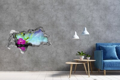 Hole wall sticker An oasis of peace with an orchid