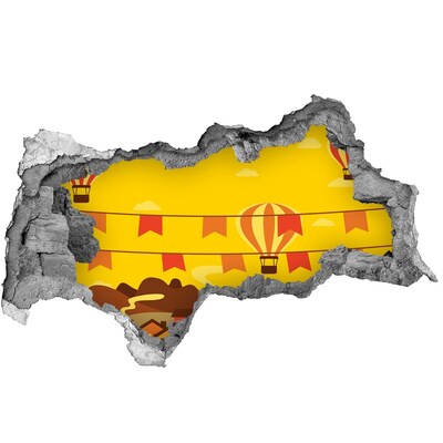Hole in the wall sticker Balloon landscape in the mountains