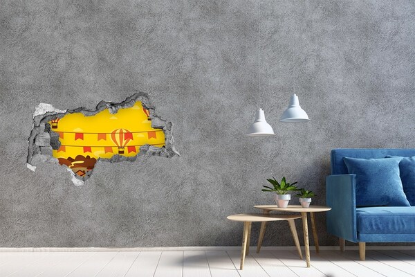 Hole in the wall sticker Balloon landscape in the mountains