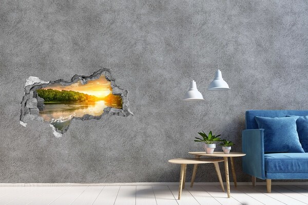 Hole in the wall decal Sunset over the river