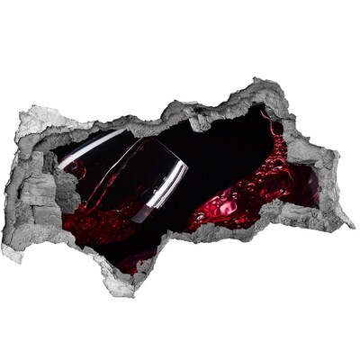Hole wall sticker Red wine in a broken wall