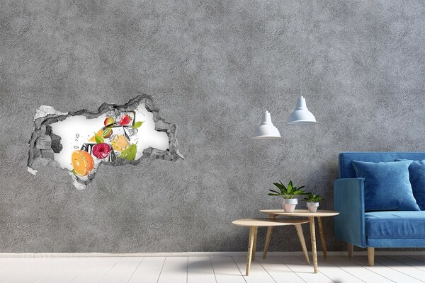 Hole in the wall sticker Fruit cocktail on ice