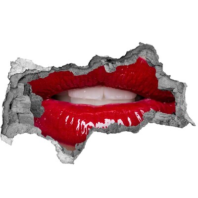 Hole in the wall decal Red lips in a hole in the wall