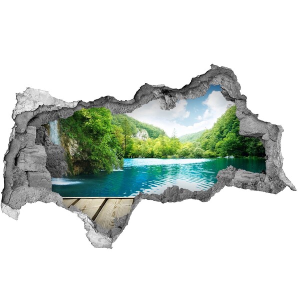 Hole wall sticker A bay among the mountains
