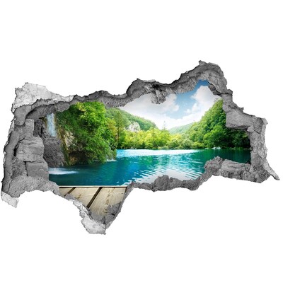 Hole wall sticker A bay among the mountains
