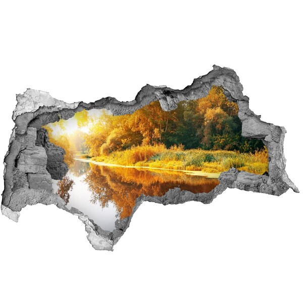 Hole in the wall decal Autumn landscape by the river