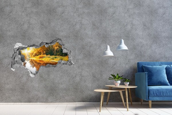 Hole in the wall decal Autumn landscape by the river