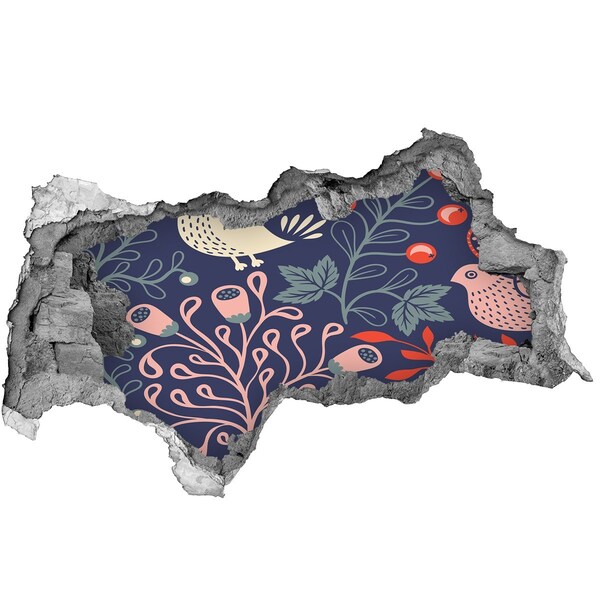 Hole wall sticker Floral pattern with owls
