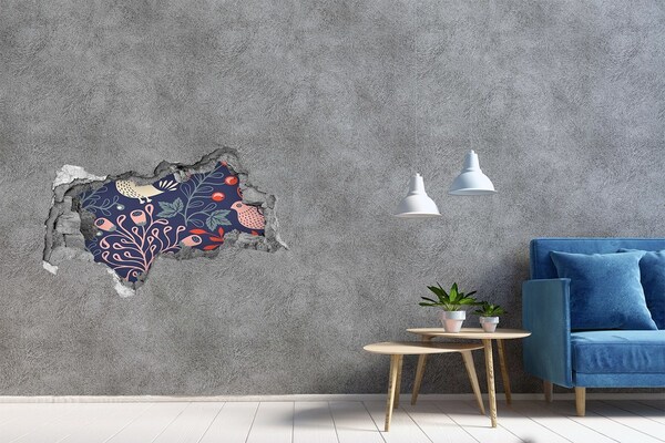 Hole wall sticker Floral pattern with owls