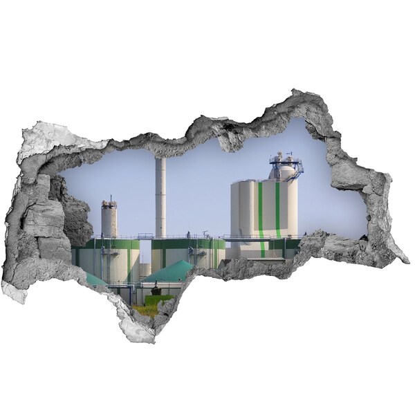 Hole wall sticker Factory in the background