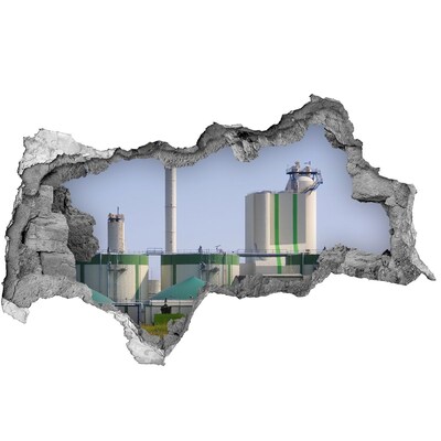 Hole wall sticker Factory in the background