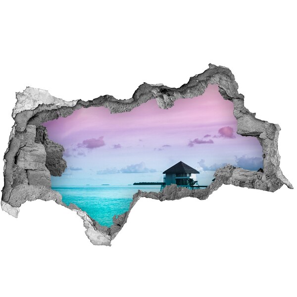 Hole wall sticker A tropical oasis by the water