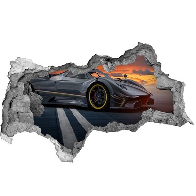 Hole wall sticker A racing car on the track