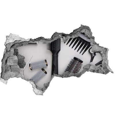 Hole wall sticker Hairdressing accessories in a hole in the wall