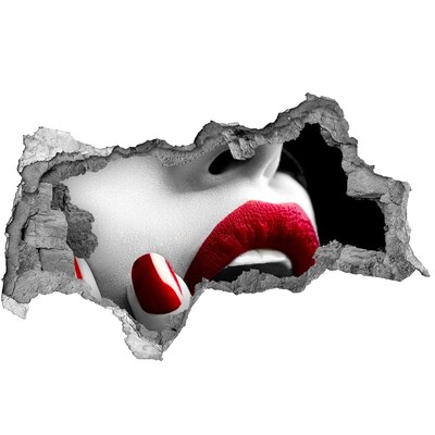 Hole wall sticker Sensual Lips in Concrete