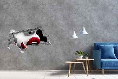 Hole wall sticker Sensual Lips in Concrete