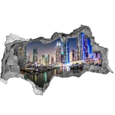 Hole in the wall sticker A modern city by the water