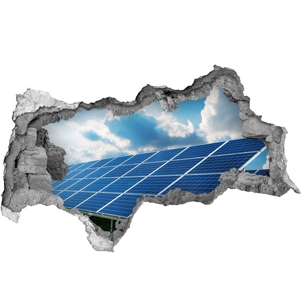 Hole in the wall decal Solar panels in the clouds