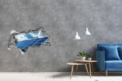 Hole in the wall decal Solar panels in the clouds