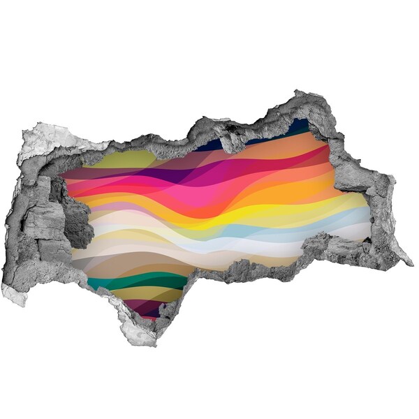 Hole in the wall decal Colorful waves on a concrete background