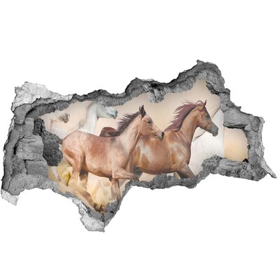 Hole wall sticker Galloping horses in the wild